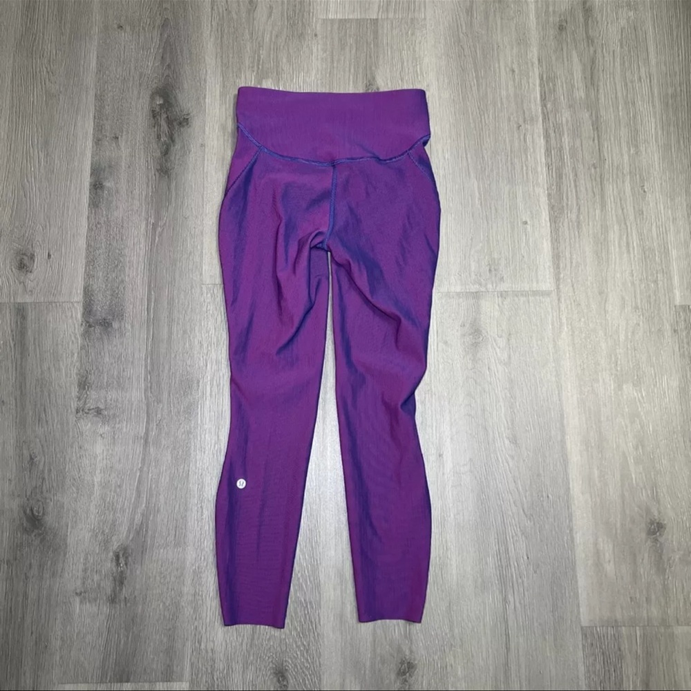 Lululemon Base Pace High Rise Tight 25 Two Toned Ribbed Leggings Pink Size 6